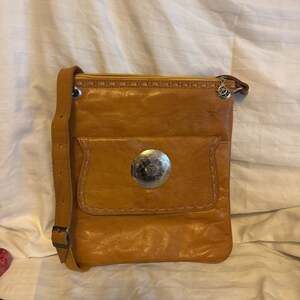 Orange Leather Crossbody Bag